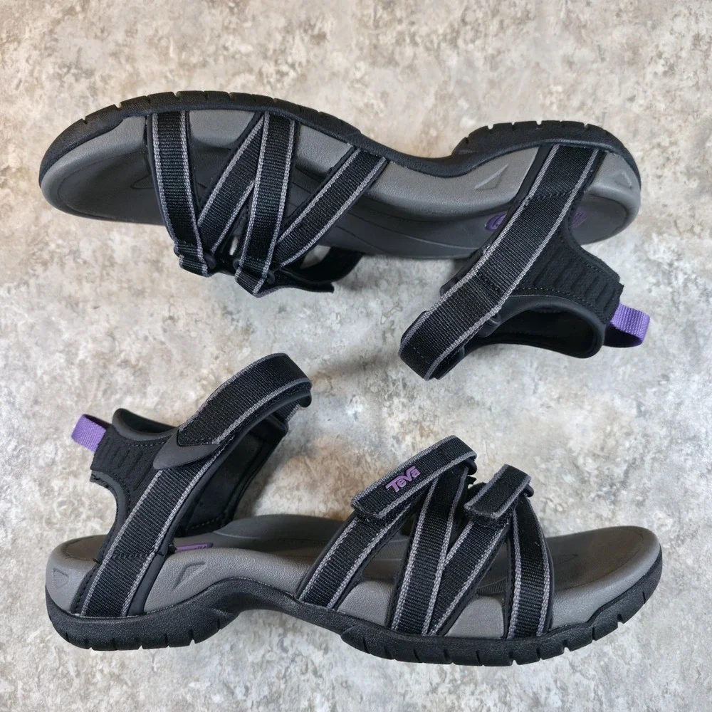 Teva Tirra Womens Sport Sandals Size 9 Black Grey Purple Hiking Strappy 4266 NEW